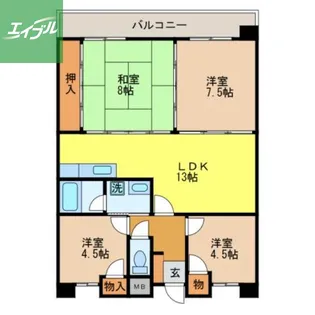 サンシャイン住吉【702号室】の間取り