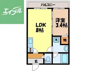 ディアコート大橋【2階】の間取り