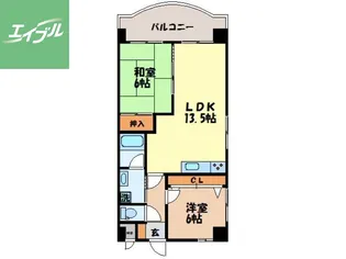 リバー山王【501号室】の間取り