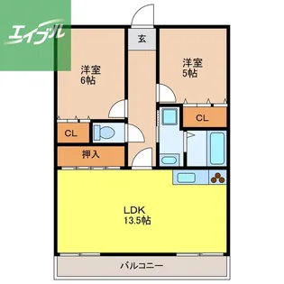 リバー山王【502号室】の間取り