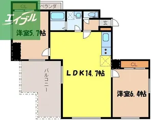 ドエル鳥海【1201号室】の間取り