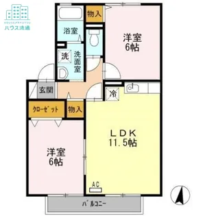 リベリュール富の原 Ⅱ棟【2階】の間取り