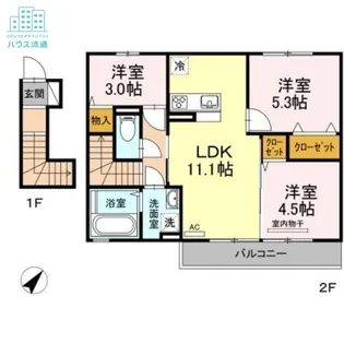 コンフォーティア三城Ⅱ【2階】の間取り