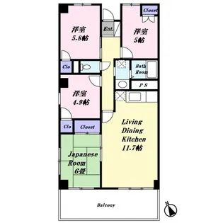 ユーワビル【301号室】の間取り