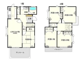 神奈川県横浜市青葉区榎が丘【一戸建】の間取り