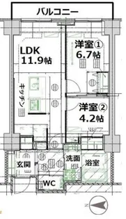 シティコート目黒2号棟【6階】の間取り