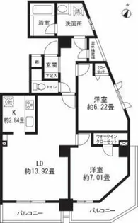 レジディア三軒茶屋Ⅱ【6階】の間取り