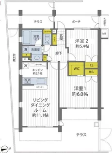 コスモ経堂リベディア【1階】の間取り