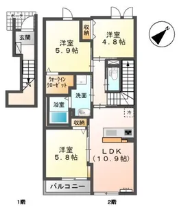 グランディール Ⅱ【2階】の間取り