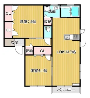 グレイスフルライフ【201号室】の間取り