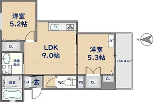 Alivio東大阪West【203号室】の間取り