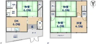 大阪府東大阪市横小路町2丁目【一戸建】の間取り