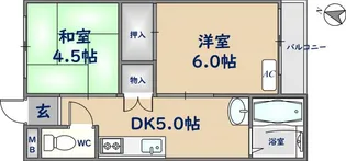 KSマンション東花園【303号室】の間取り