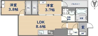D porta pace【3階】の間取り