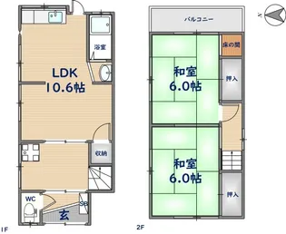 大阪府東大阪市立花町【一戸建】の間取り