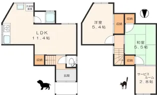 大阪府東大阪市東石切町3丁目【一戸建】の間取り