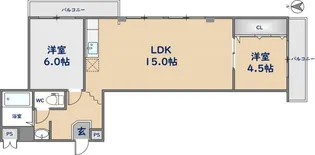 2LDKの間取り画像