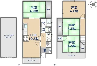 大阪府東大阪市上石切町1丁目【一戸建】の間取り