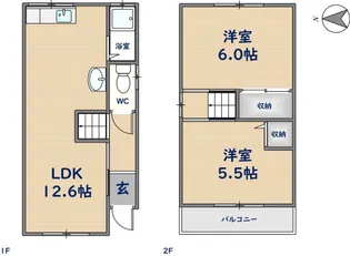 大阪府東大阪市南四条町【一戸建】の間取り