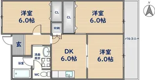 大阪府東大阪市吉田4丁目【マンション】の間取り