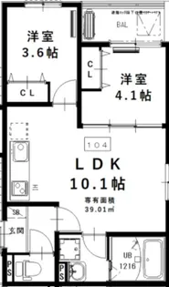 D porta viale【104号室】の間取り