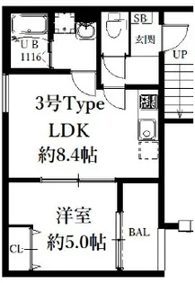 badge nagataⅡ【2階】の間取り