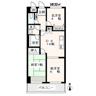 扶桑カシオハイツ【4階】の間取り