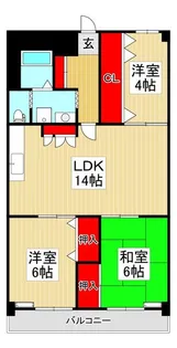 わらび住宅【7階】の間取り