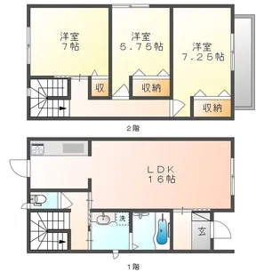 岡山県岡山市北区津島西坂2丁目【一戸建】の間取り
