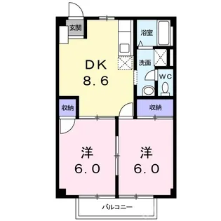 岡山県岡山市東区楢原【アパート】の間取り