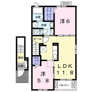 岡山県倉敷市中島【アパート】の間取り