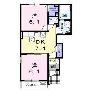 岡山県和気郡和気町衣笠【アパート】の間取り