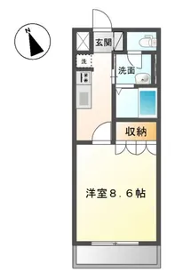 岡山県岡山市北区奥田南町【アパート】の間取り