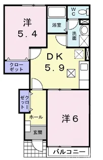 岡山県都窪郡早島町早島【アパート】の間取り