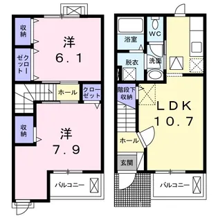 岡山県備前市伊部【アパート】の間取り