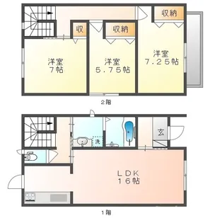 岡山県岡山市北区津島西坂2丁目【一戸建】の間取り