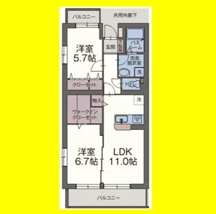 エクセレント中原【2階】の間取り