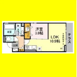 プロムナード八幡【1階】の間取り