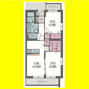 ソレイユK ドゥー【3階】の間取り