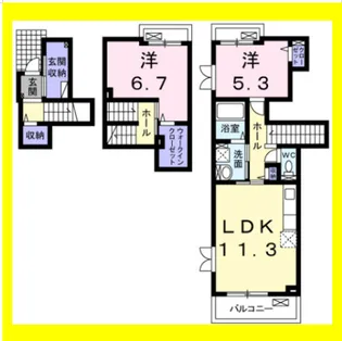 プランドール颯【2階】の間取り