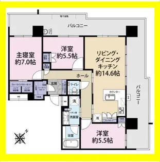 プレミアムタワー静岡【12階】の間取り