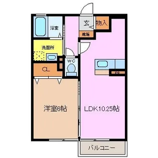 リビングタウン四日市芝田 A【206号室】の間取り