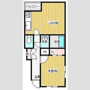 1DKの間取り画像