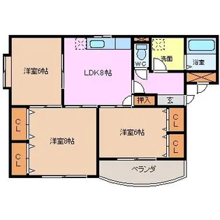 ハイデンス菰野【3B号室】の間取り