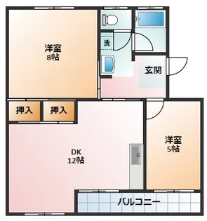 ヤマナハイツ【D2号室】の間取り