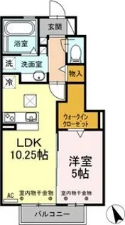 サンシエール中川原 壱番館【1階】の間取り