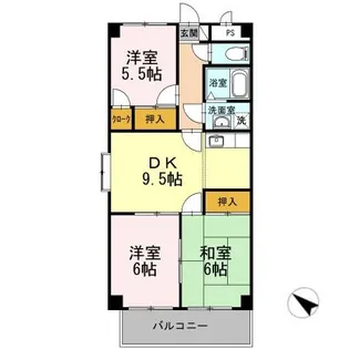 ベルハイム城山【1階】の間取り