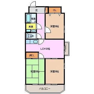 アールズコート2【2A号室】の間取り