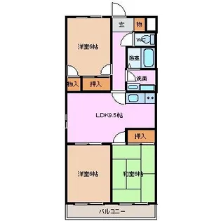 三重県四日市市西浜田町【マンション】の間取り