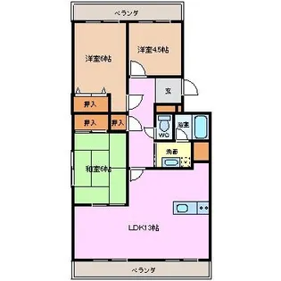 グラン・ポルト別名【2B号室】の間取り